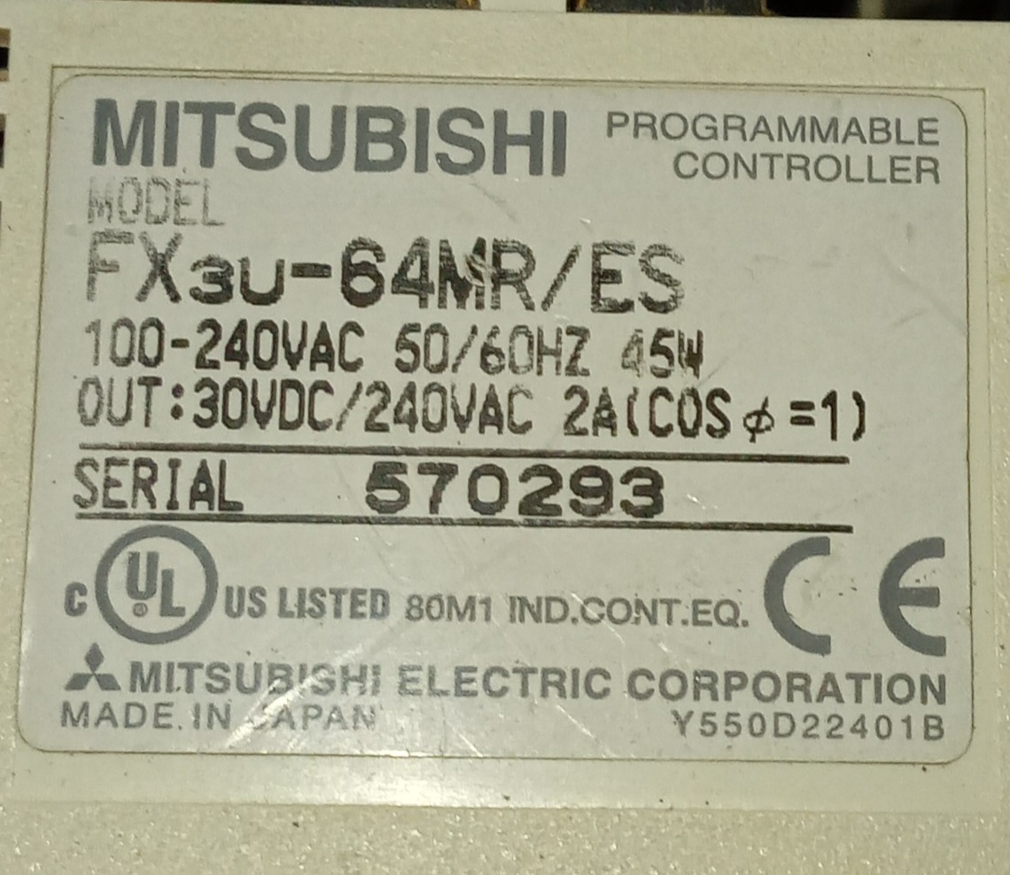 Mitsubishi Programmable Controller Fx3u-64mr/es