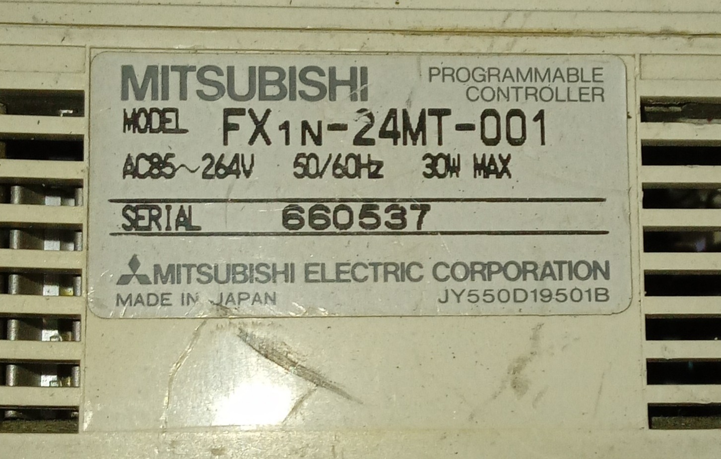 Mitsubishi Programmable Controller Fx1n-24mt-001