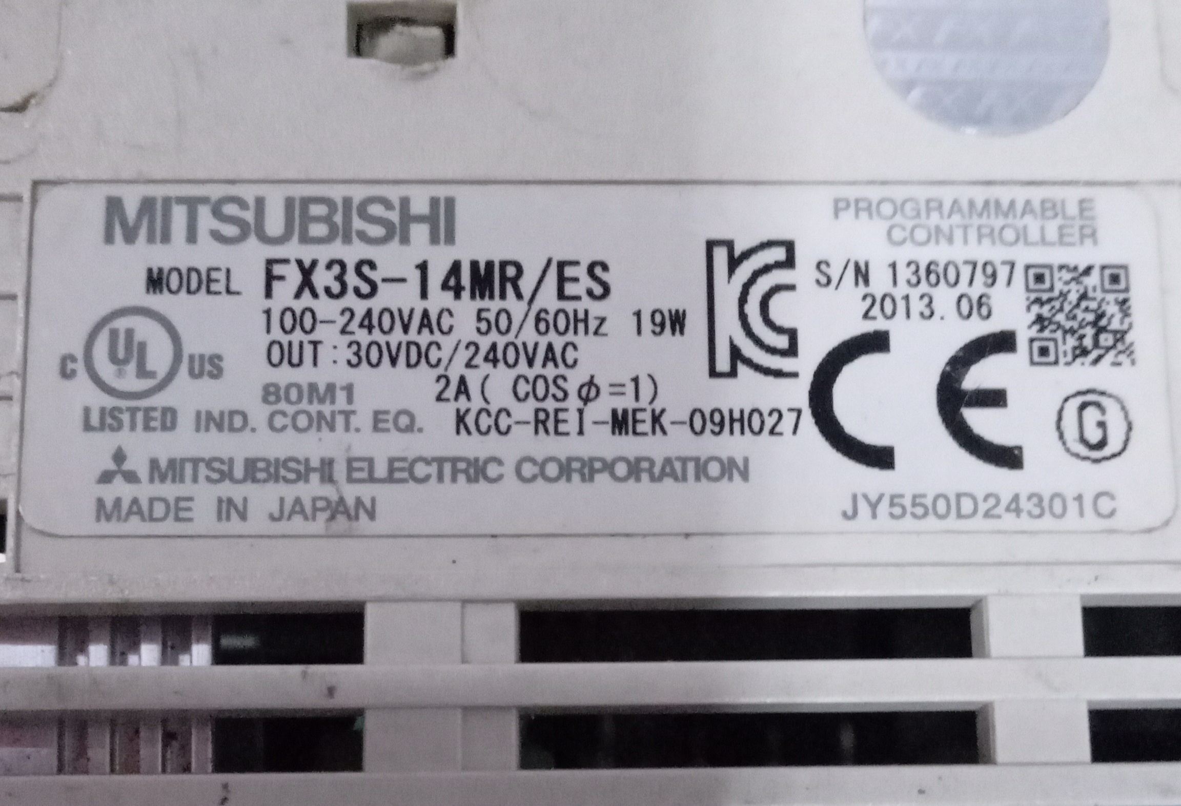 Mitsubishi Programmable Controller Fx3s-14mr/es