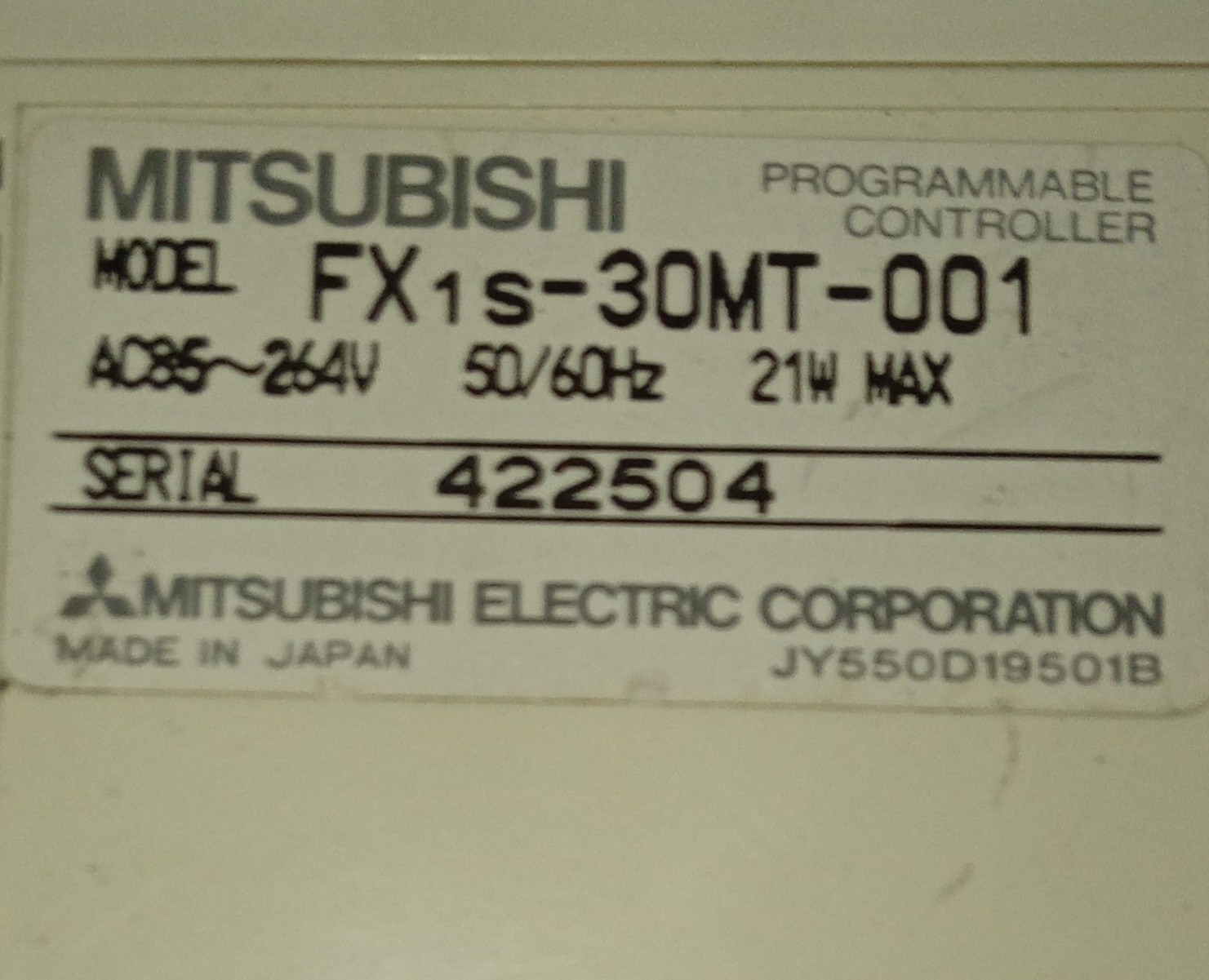 Mitsubishi Programmable Controller Fx1s-30mt-001