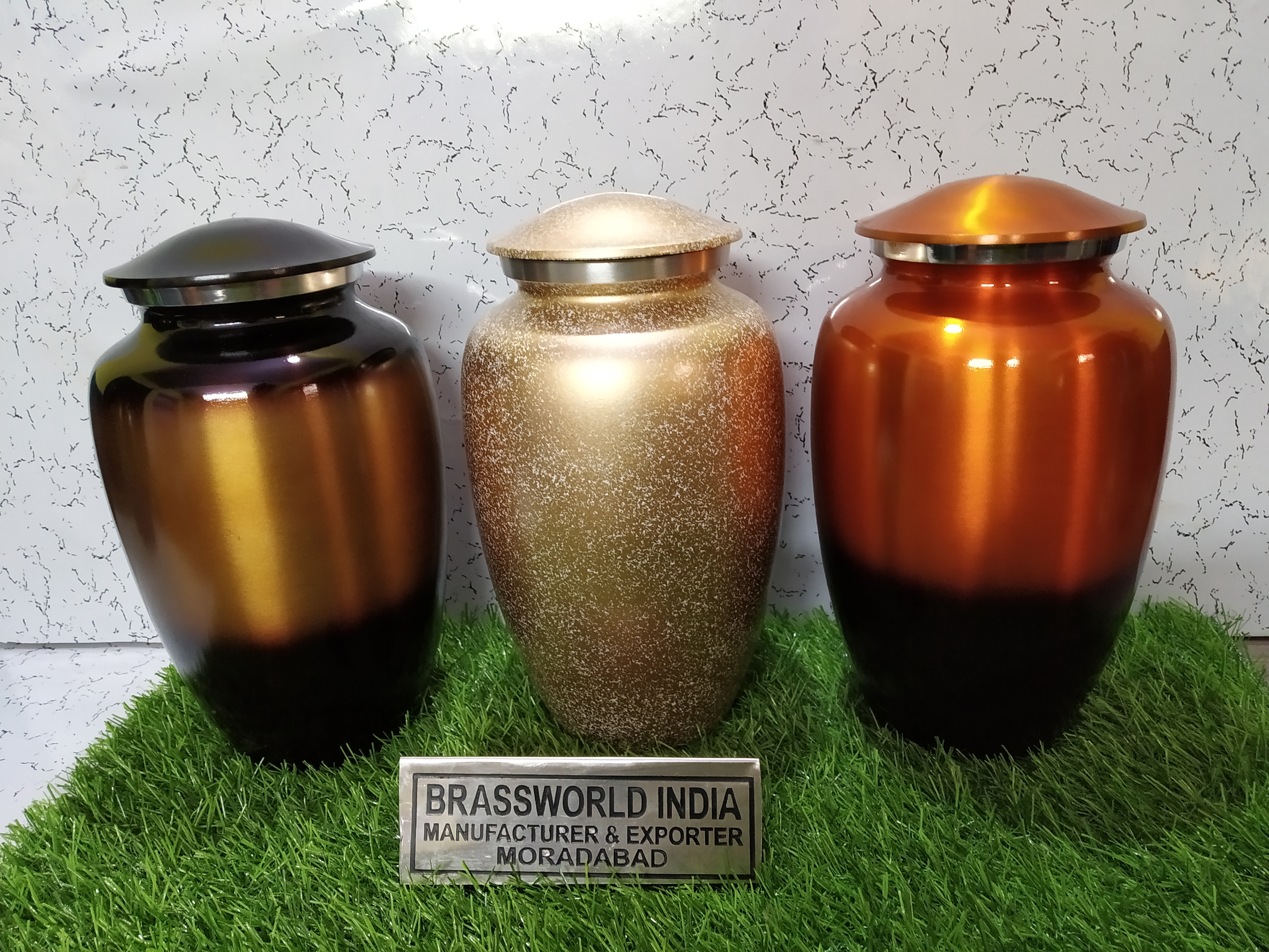 Brass Green With Butterfly Painted Adult Cremation Urn