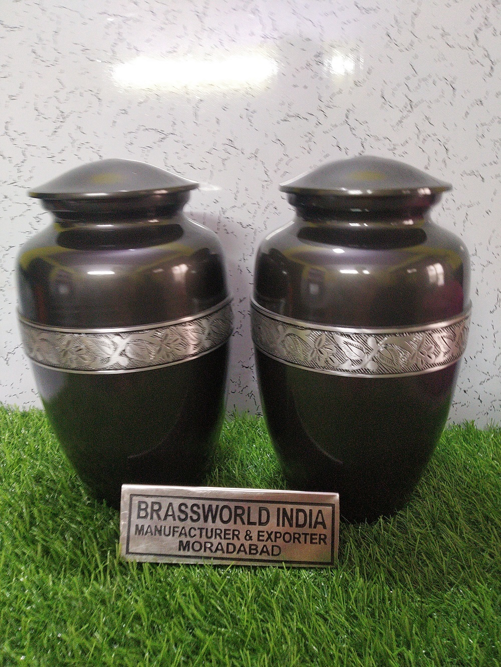 Brass Green With Butterfly Painted Adult Cremation Urn