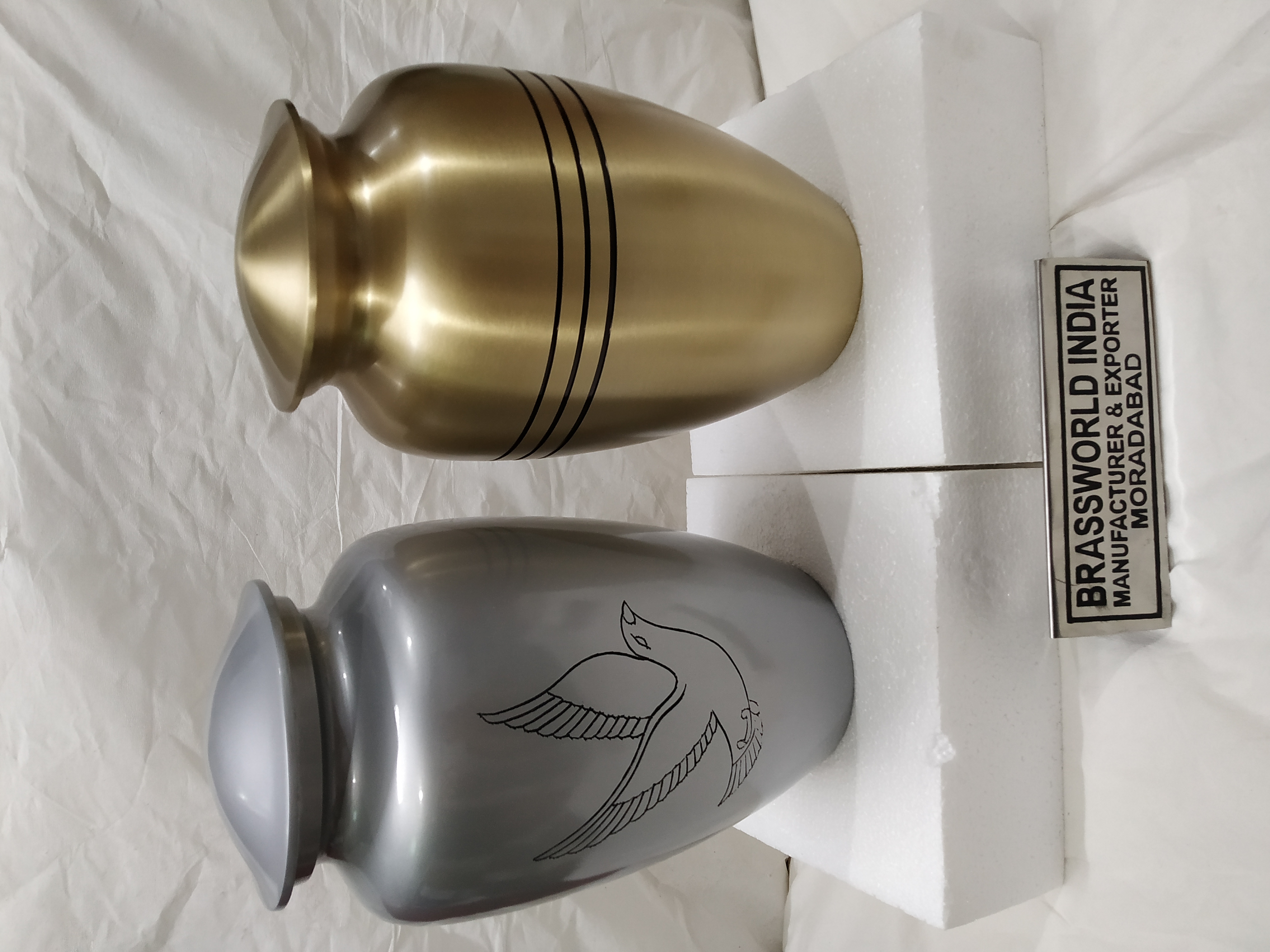 Brass Green With Butterfly Painted Adult Cremation Urn