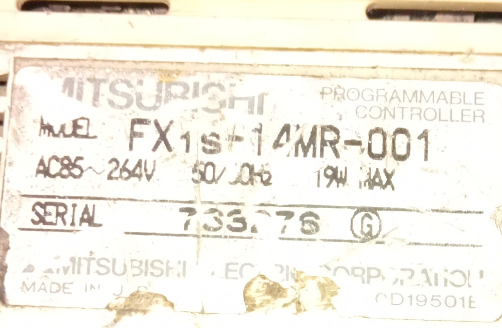 Mitsubishi Programmable Controller Fx1s-14mr-001