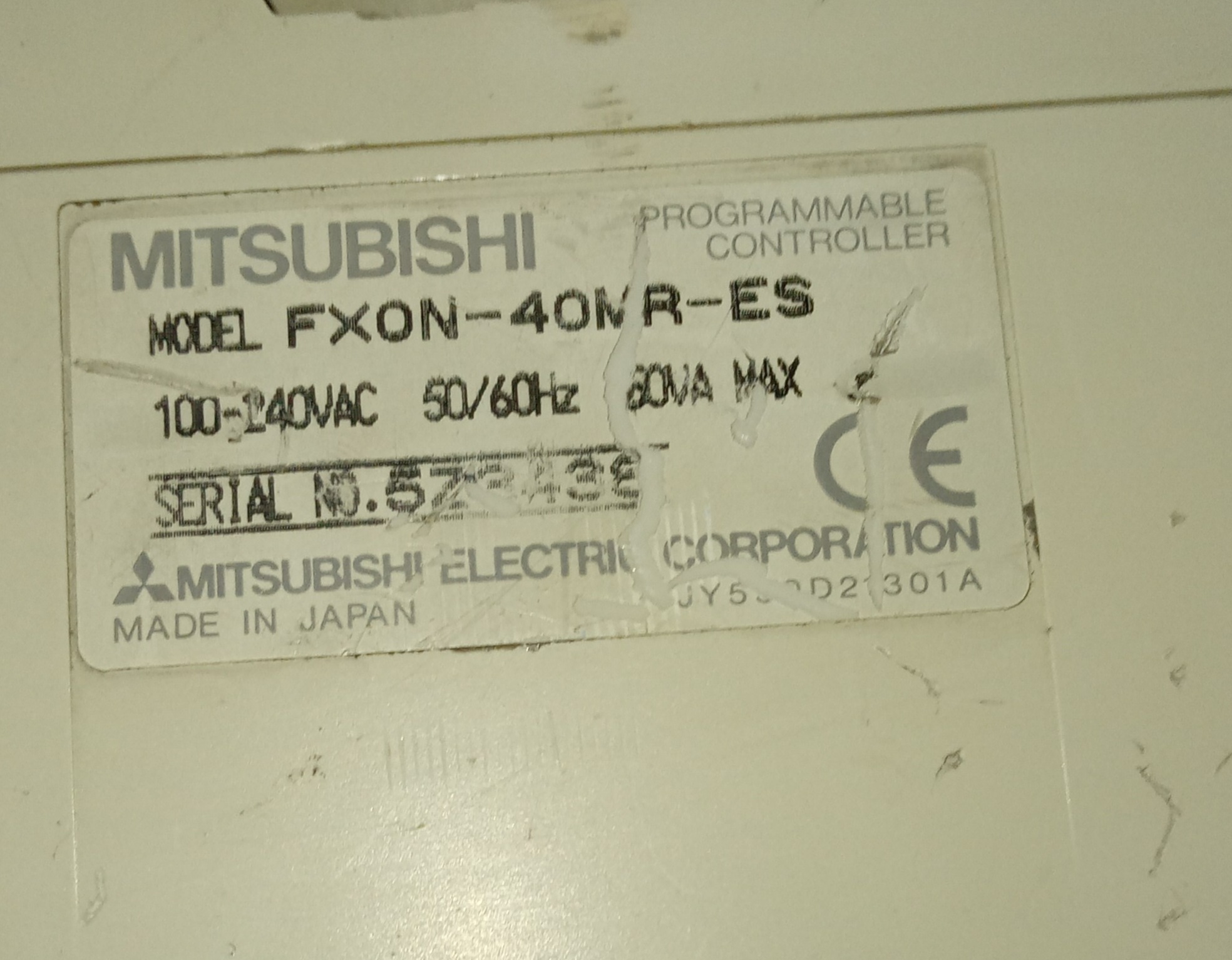 Mitsubishi Programmable Controller Fx0n-40mr-es