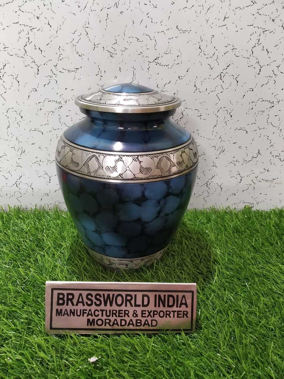 Aluminium Clouded Blue Urn For Human Ashes Funeral Supplies
