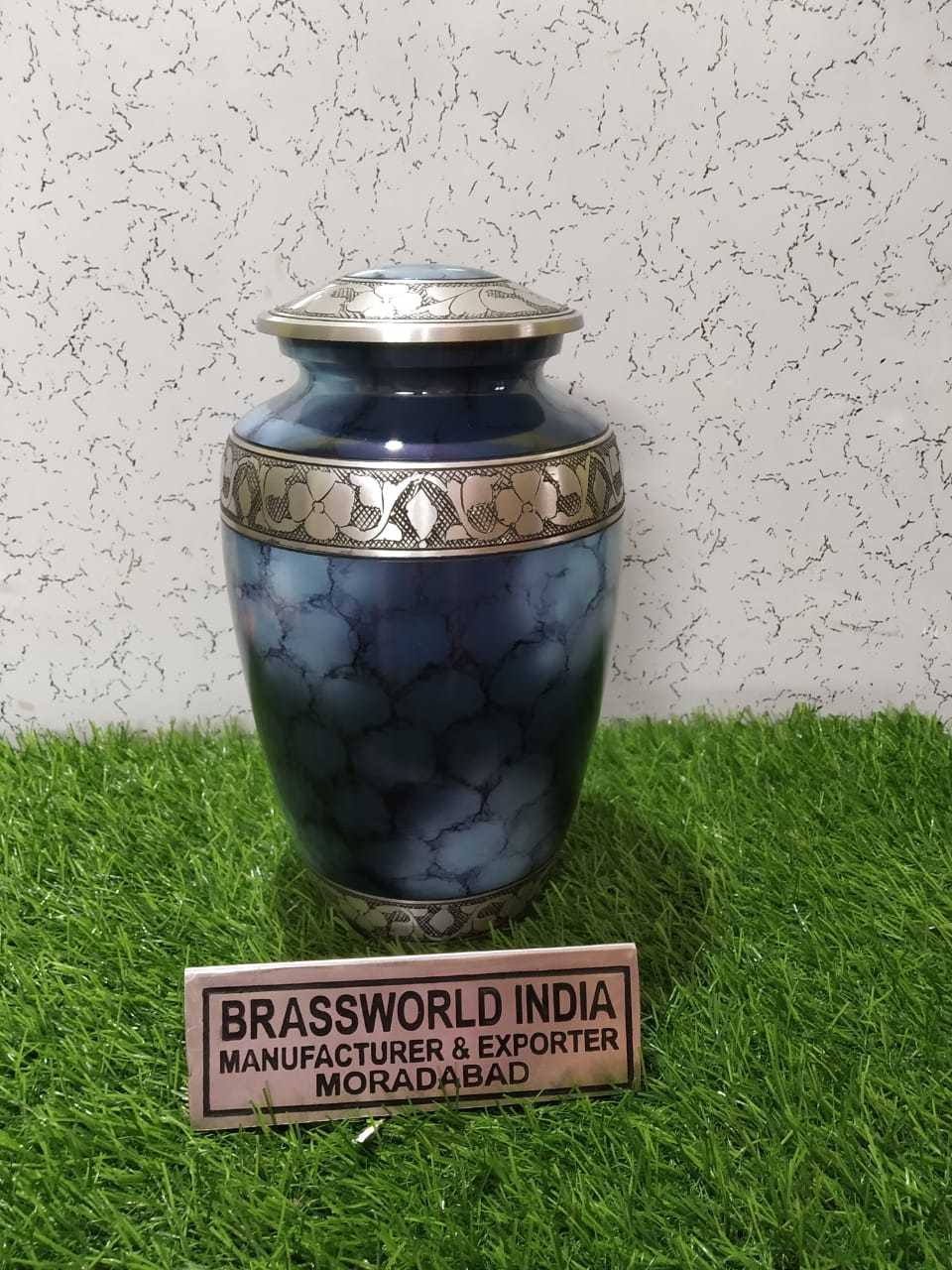 Aluminium Clouded Blue Urn For Human Ashes Funeral Supplies