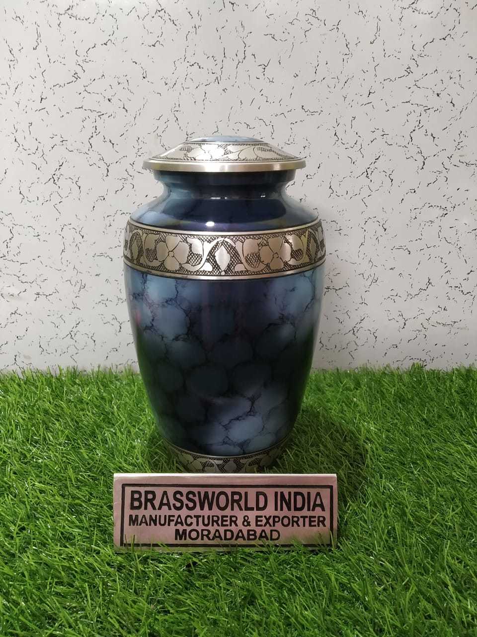 Aluminium Clouded Blue Urn For Human Ashes Funeral Supplies