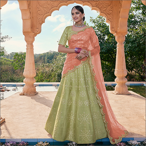 Ladies Mirror Work Lehenga Choli With Net