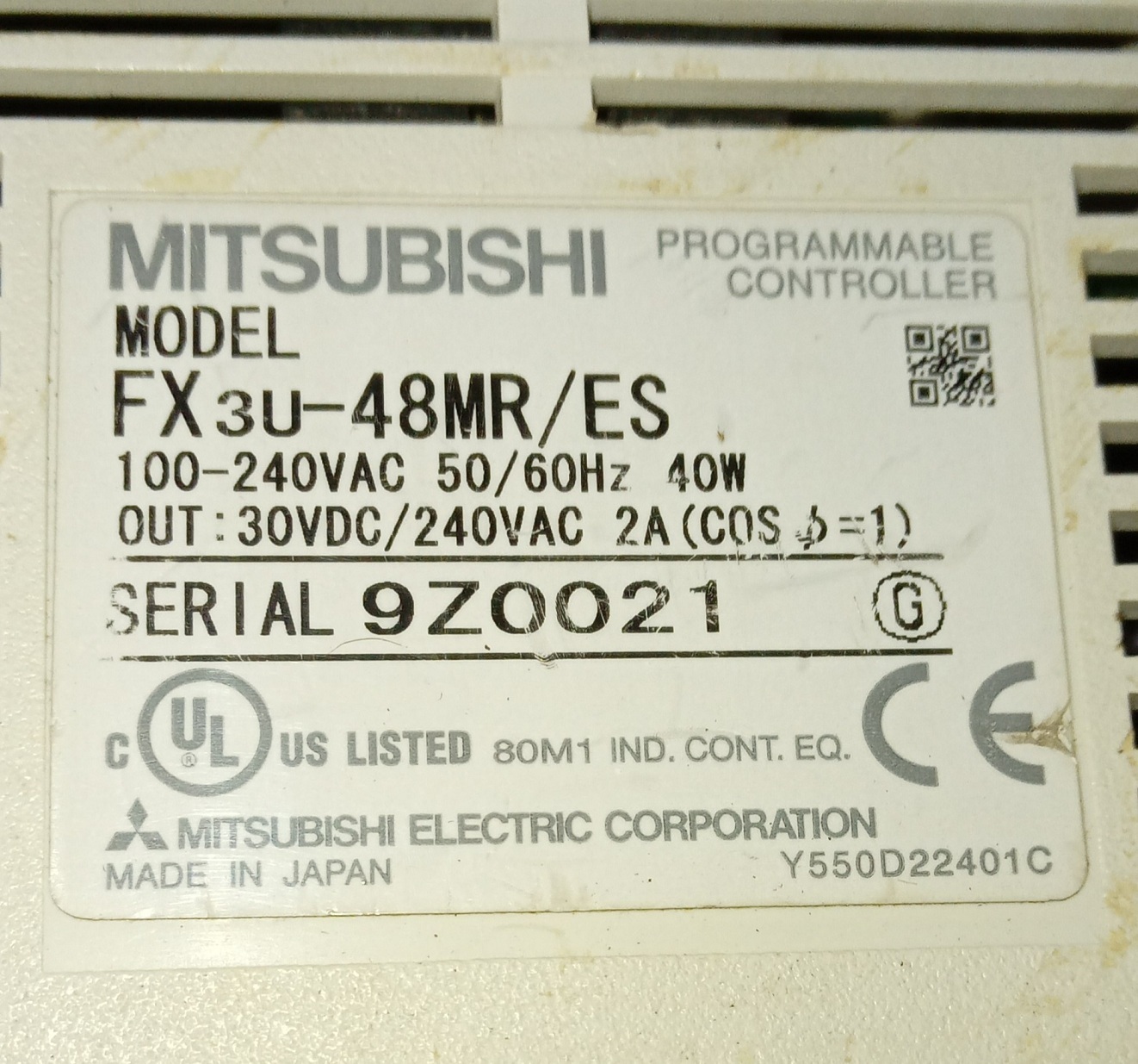 Mitsubishi Programmable Controller Fx3u-48mr/es