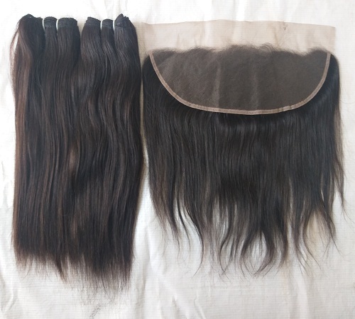 Brazilian Virgin Straight Hair With Swiss Transparent Lace Frontal - Length: 10-24 Inch (In)