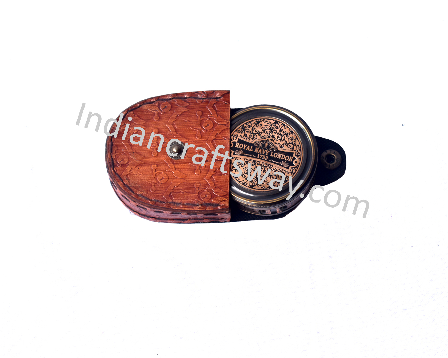 Antique Brass Pocket Compass With Glass Print 2 Tone Copper Dial 21/2 - Color: Brown