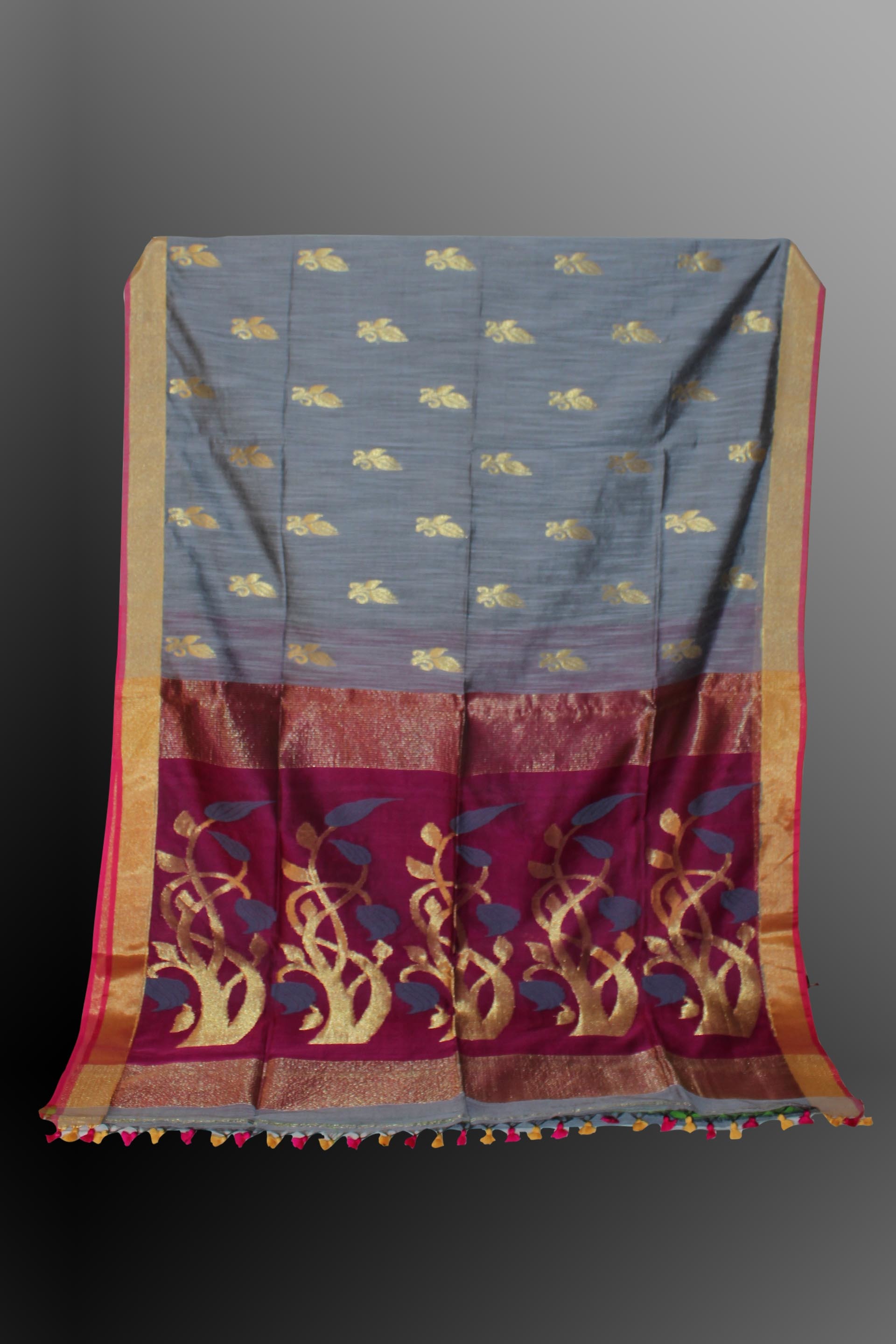 Grey Designer Handloom Silk Saree
