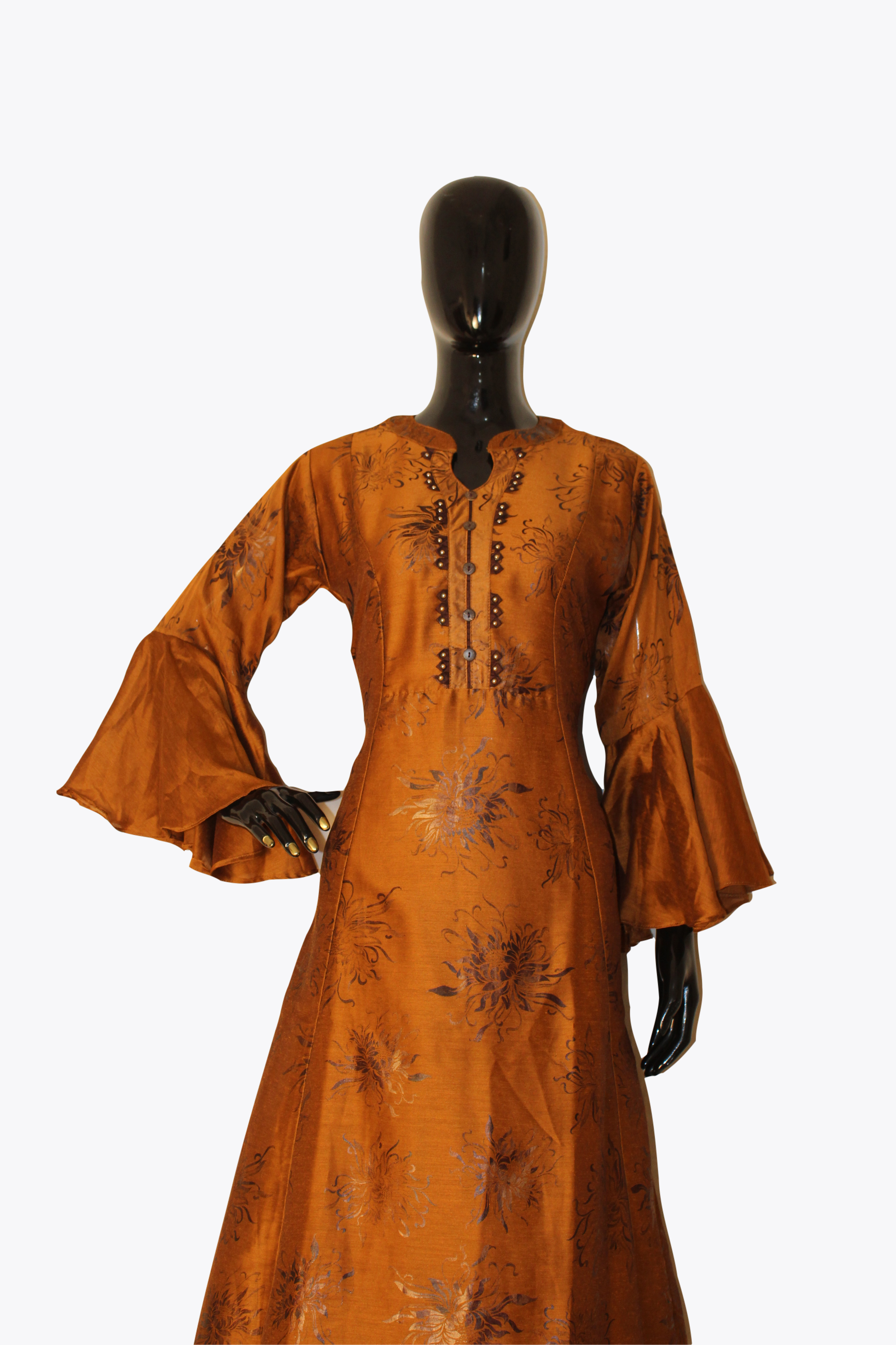 Ladies Silk Gown - Cotton Fabric, Customized Sizes S, M, L, Xl - Quick Dry, Washable, Full Sleeves, All Season Wear