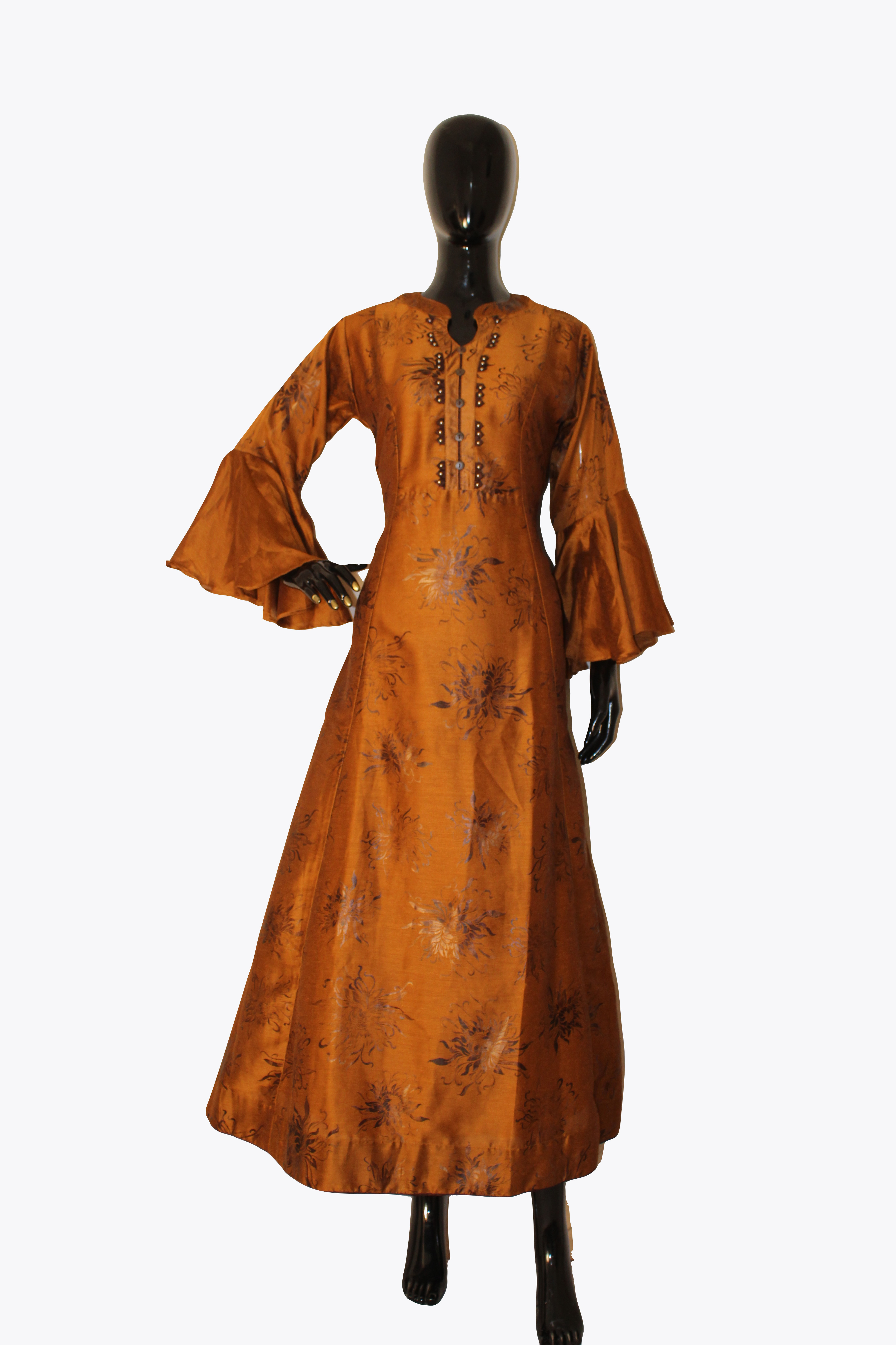 Ladies Silk Gown - Cotton Fabric, Customized Sizes S, M, L, Xl - Quick Dry, Washable, Full Sleeves, All Season Wear