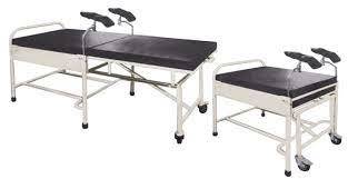 Specialized, Durable Medical Obstetric Delivery Bed (2 Section Top) - Metal Type: Iron
