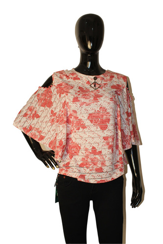 कॉटन वेस्टर्न कोल्ड शोल्डर शॉर्ट टॉप