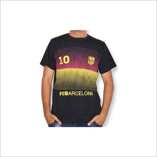 Mens Printed T-Shirt - Cotton Fabric, Size L, M, S, XL | O-Neck, Short Sleeves, Black Color