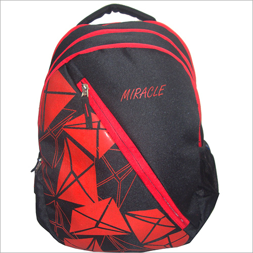 Red And Black 3 Zipper Pocket School Bags