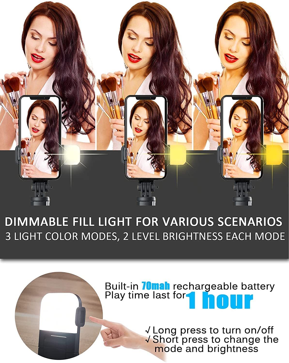 R1s Selfie Stick Wireless Remote With Fill Light Selfie Stick With Tripod Body Material: Abs
