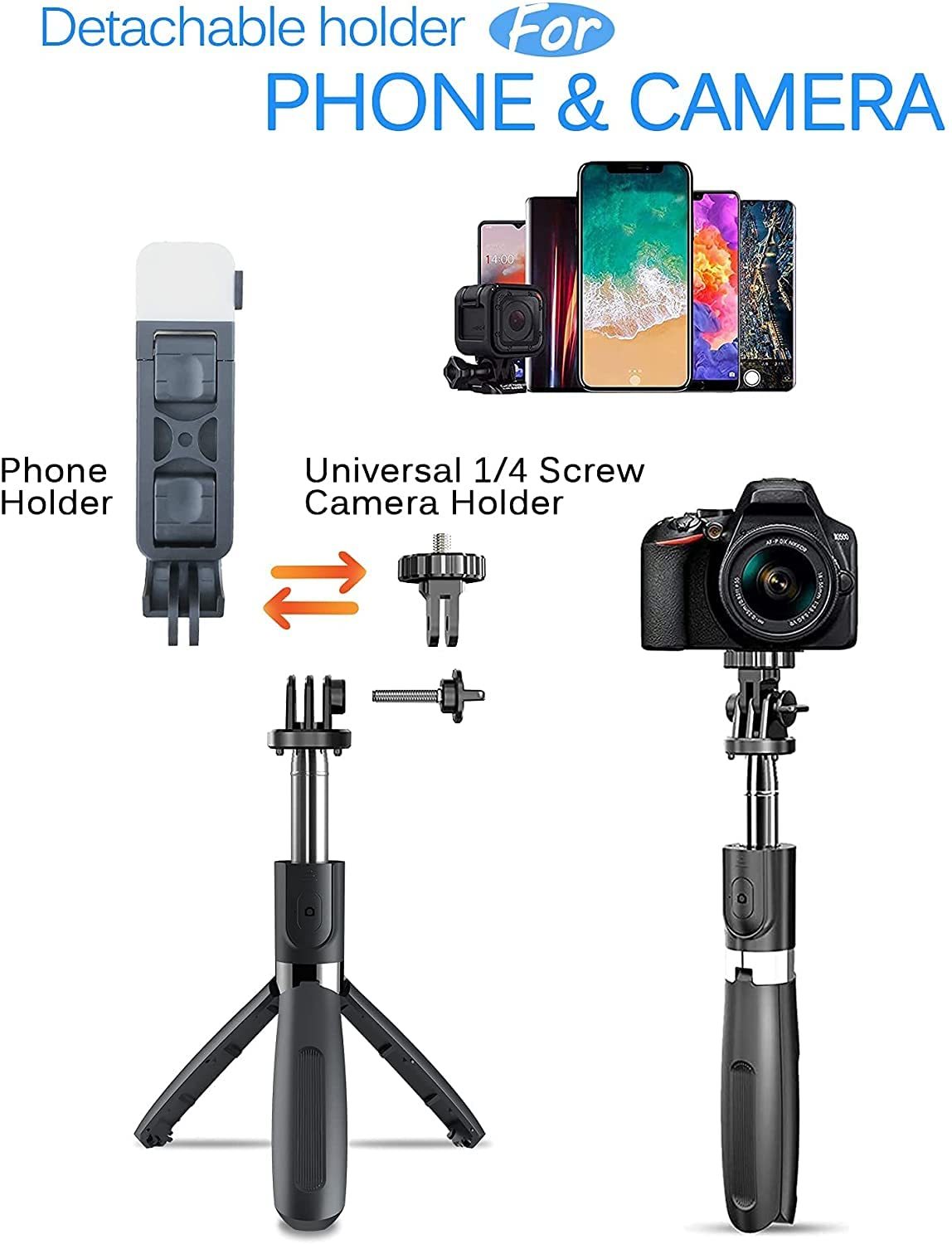 R1s Selfie Stick Wireless Remote With Fill Light Selfie Stick With Tripod Body Material: Abs