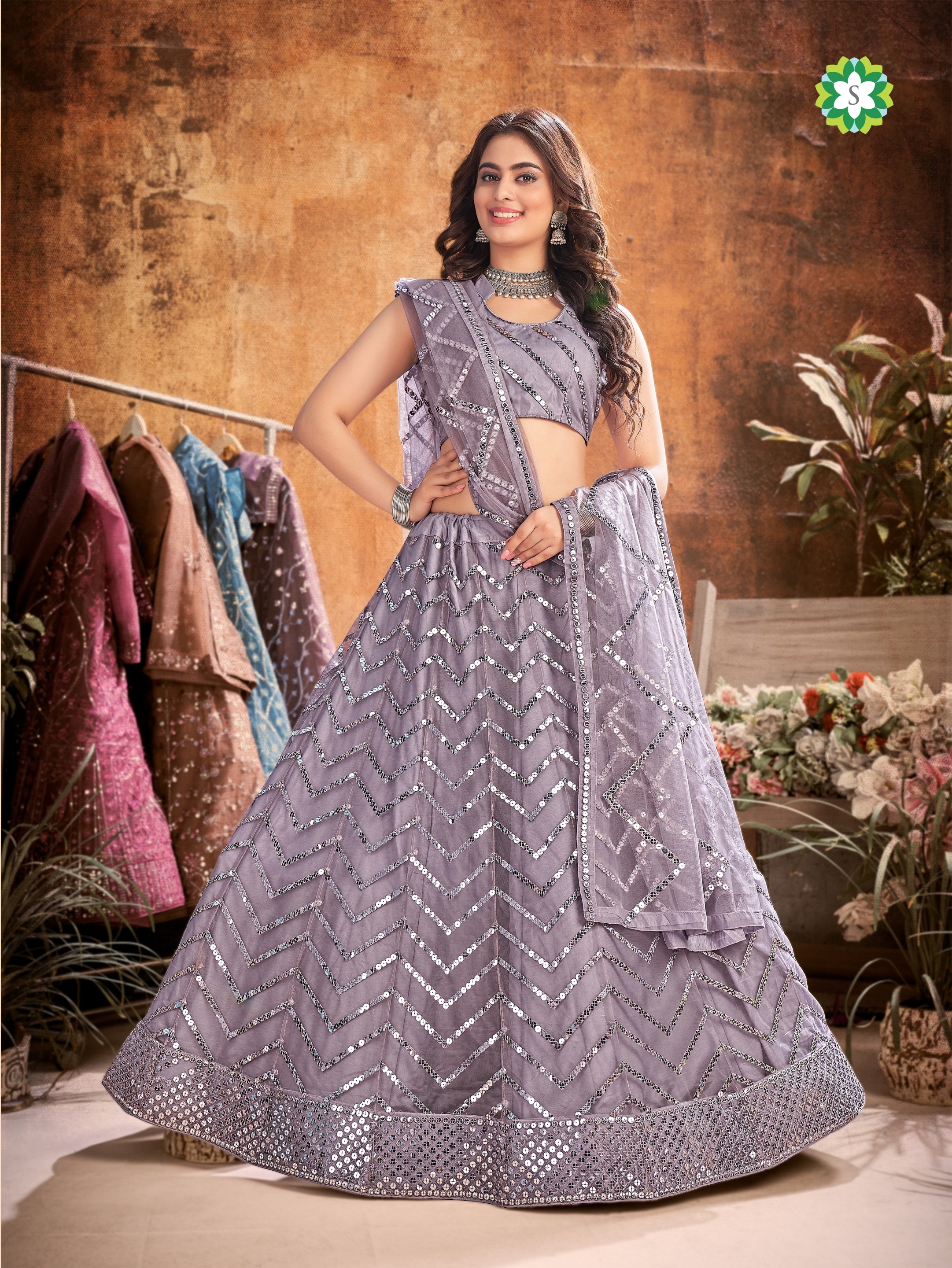 Lehenga Choli - Soft Net Fabric, Customizable Size, Elegant Purple Color | Full Embroidery, Stylish Look, Traditional Bridal Design