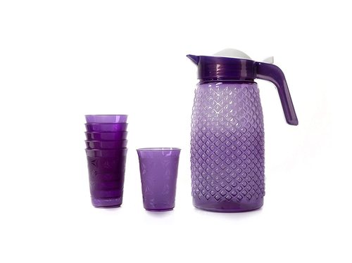 SWIFT INTERNATIONAL जग और ग्लास सेट (1 जग और 6 ग्लास) (बैंगनी)
