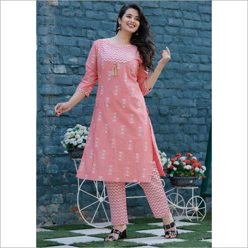 Any Color Ladies Printed Kurta Pant Set