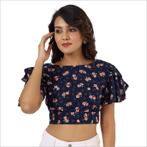 Ladies Crop Top - Cotton Blend, Customized Size | All-season Wear, Available In Any Color - Plain Or Printed Patterns