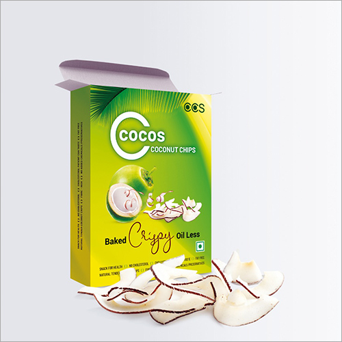 Oil Less Coconut Chips - Coconut & Sugar Syrup, Natural Tender Chips | Fat Free, No Cholesterol, Baked Snack, High Fibre, 60 Pack Carton