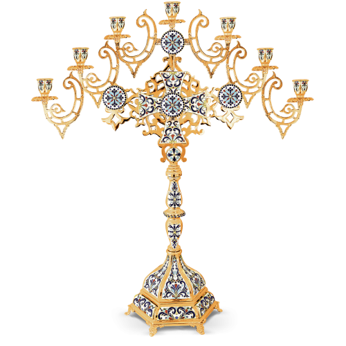 Brass Small Round Candle Holder With Four Arm Church Supplies