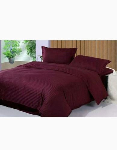 Divine Overseas Satin Stripes Bedsheet - 100% Other Material, Full Size, Wine Color | 220 Thread Count, 2 Pillowcases, Washable, Quick Dry