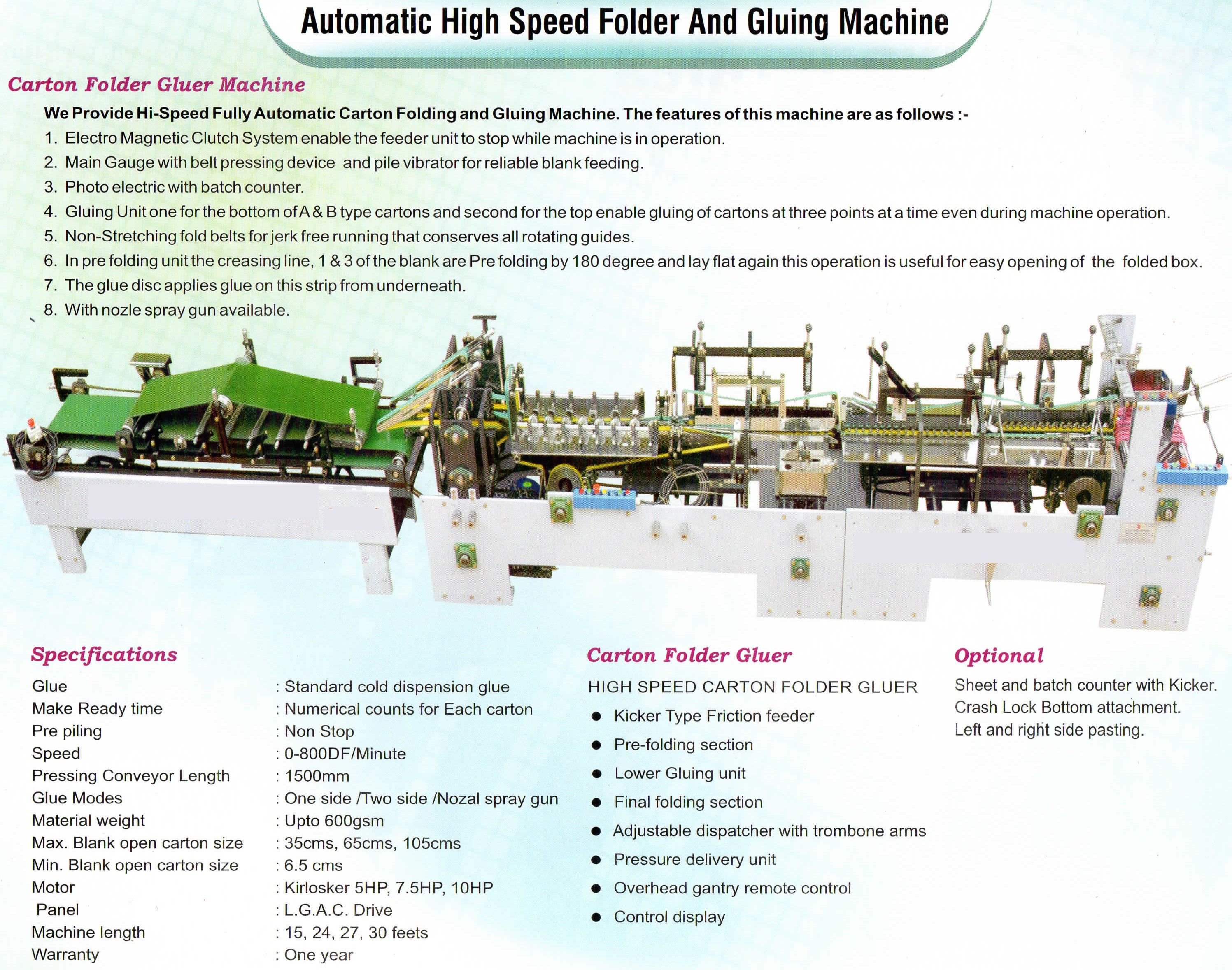 Automatic Folder Gluer Machine Capacity: 300 Pcs/min