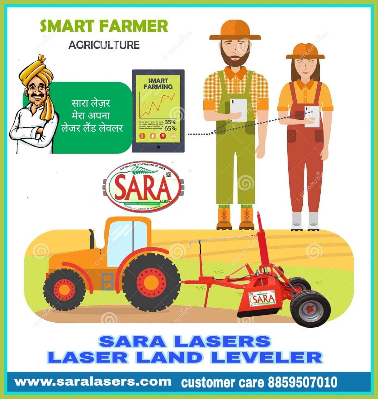 Industrial Laser Land Leveller - Mild Steel Construction, 600 Kg Weight | 35 Hp Power, Yellow & Black Finish, 1-year Warranty, Ideal For Agriculture