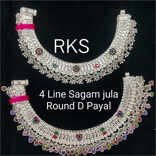 4 Line Silver Anklets