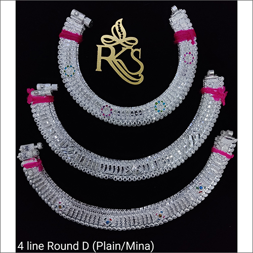 Mina Silver Anklets - 4 Line Round D Plain Design | Charm Bracelet Style, Elegant and Versatile Fashion Accessory