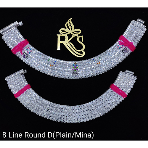 Silver Charm Anklet - 8 Line Round Design | Elegant and Adjustable for Stylish Comfort
