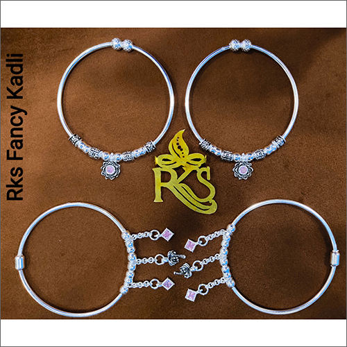 Baby Fancy Silver Bangles - Premium Silver Material, Adjustable Size for Comfort | Charm Bangles with Adorable Charms