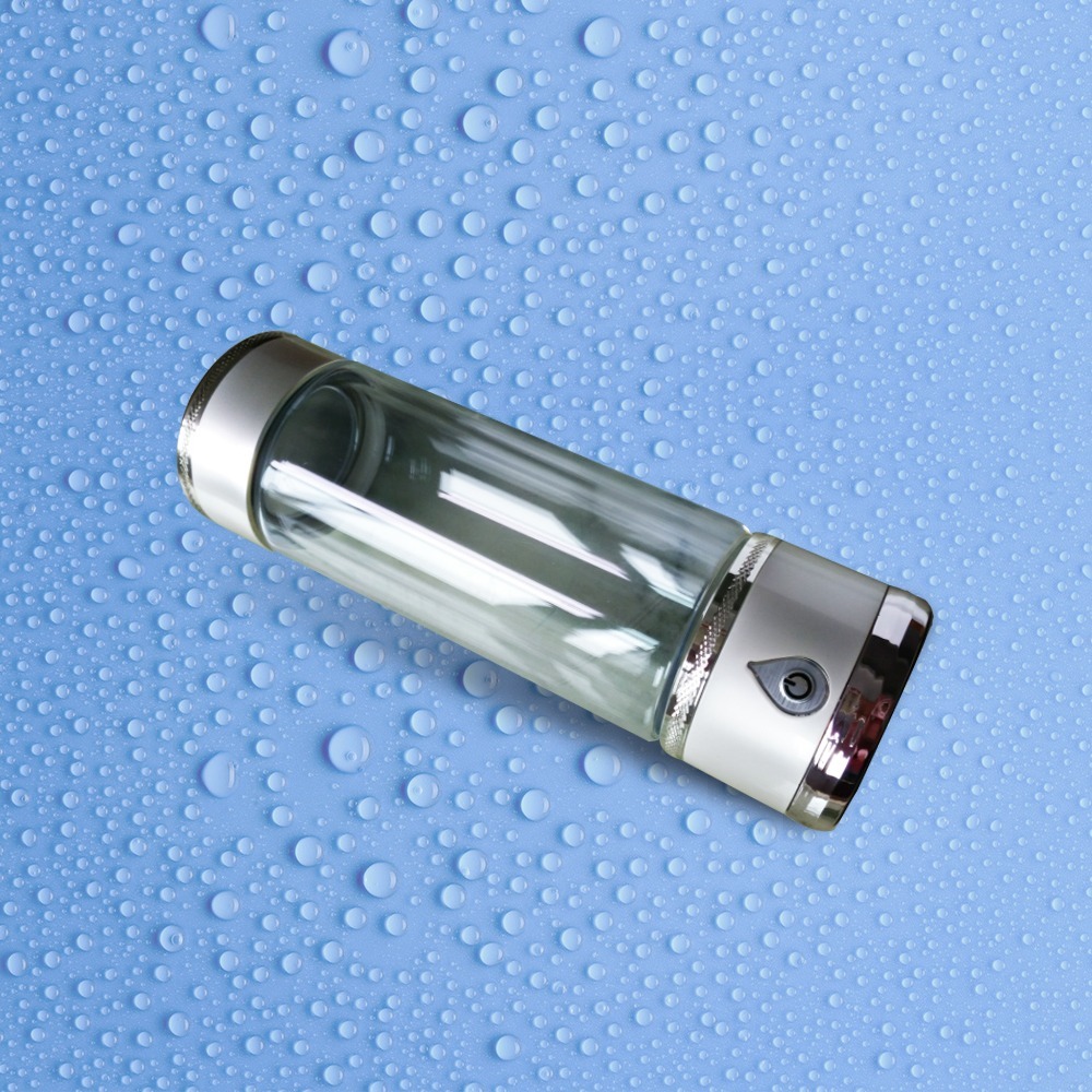 Hydrogen Water Bottle - 420ml High Borosilicate Glass, Platinum Electrolysis, Anti-aging Technology, 1000-1500ppb H2 Value, 10-15 Uses Per Charge