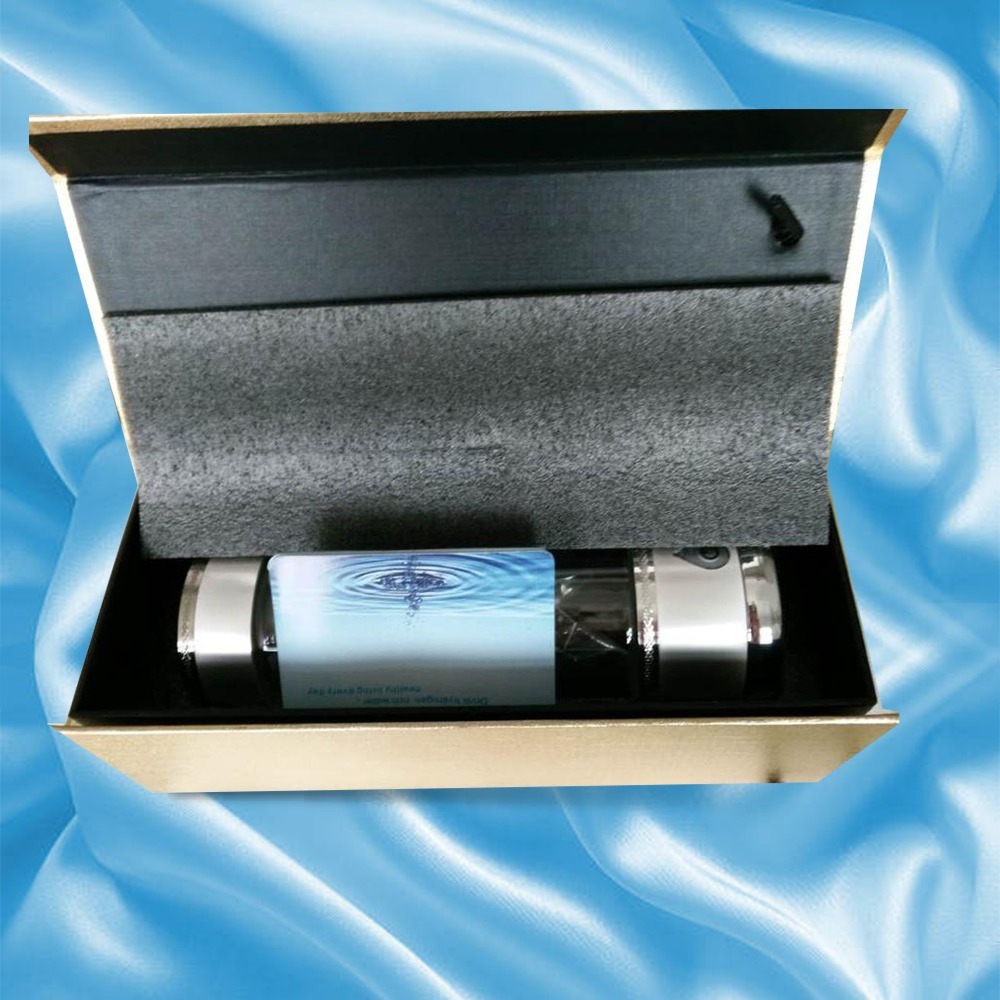 Hydrogen Water Bottle - 420ml High Borosilicate Glass, Platinum Electrolysis, Anti-aging Technology, 1000-1500ppb H2 Value, 10-15 Uses Per Charge