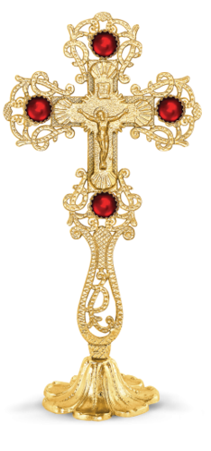 रेड डायमंड चर्च की आपूर्ति के साथ ब्रास चर्च अल्टार क्रॉस