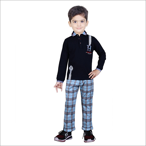 Full Sleeves Boys T Shirt With Check Pant