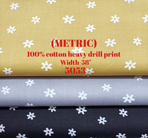 मीट्रिक 100% कपास भारी ड्रिल प्रिंट शेरटिंग फैब्रिक