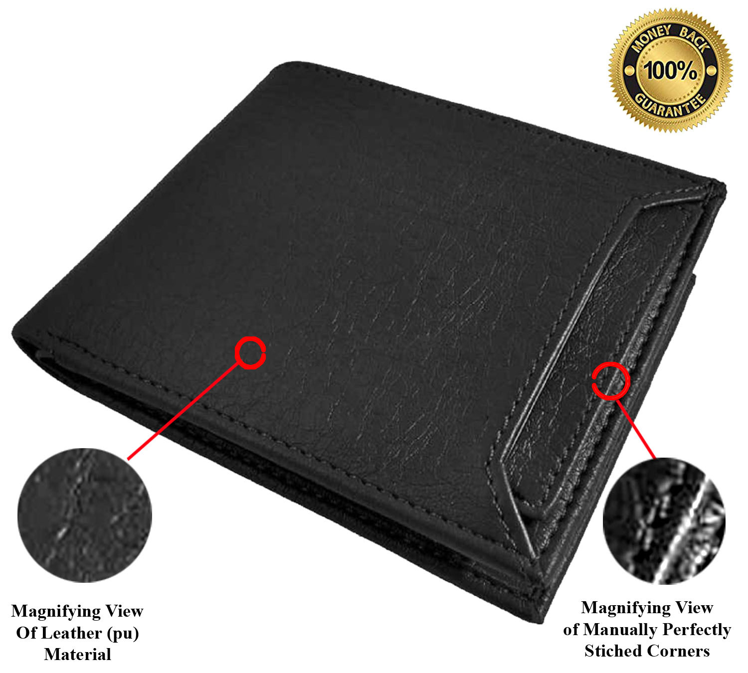Gents Leather Wallet - 11.5 X 9 X 1 Cm | Bi-fold Design, 2 Cash Compartments, 7 Card Slots, Coin Pocket, Removable Cardholder With 3 Card Slots