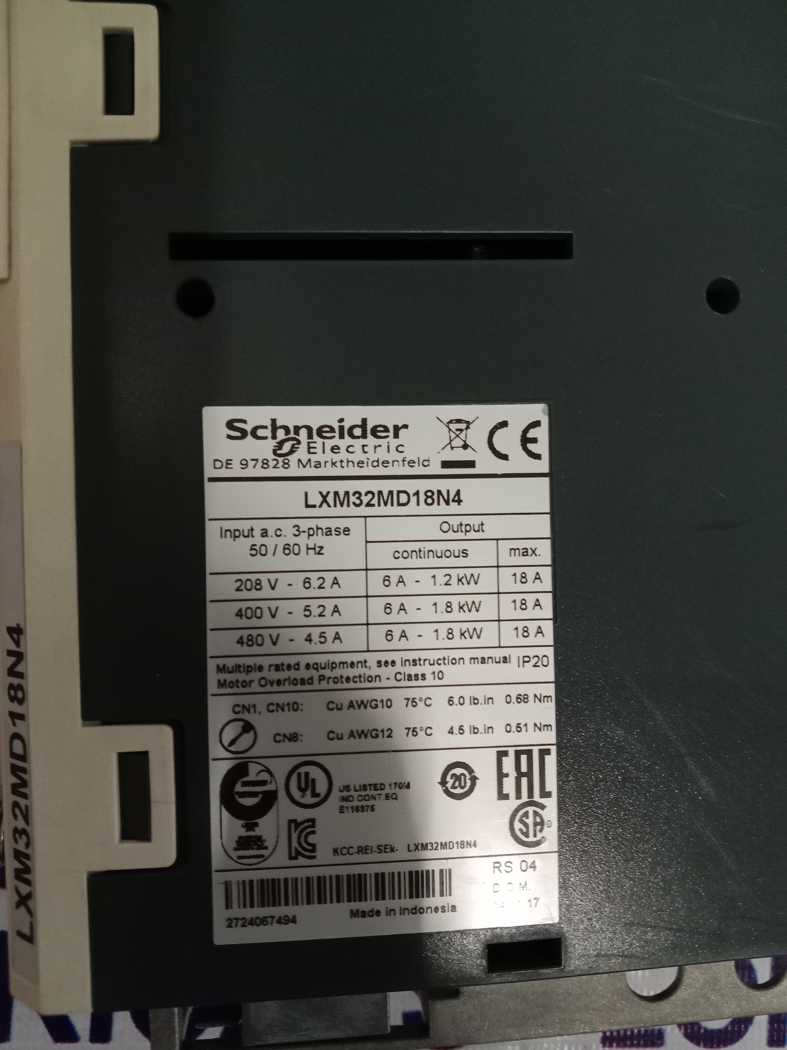 Schneider Servo Drive Lxm32md18n4