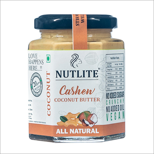 Nutlite Cashew Coconut Crunchy Butter - 150 Grams (Raw, Nut Flavor) | Premium Quality Packaging in Bottle