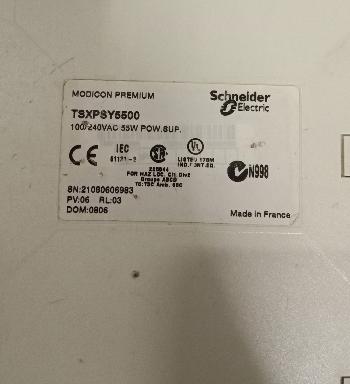 Schneider Power Supply Tsxpsy5500
