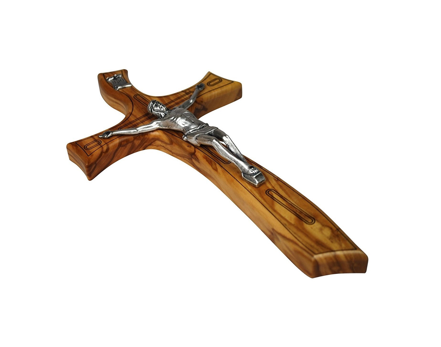 Wooden Cross With Brass Silver Jesus Statue Church Supplies
