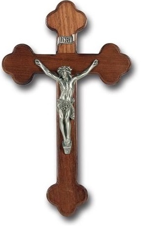 Wooden Cross With Brass Jesus Statue Church Supplies