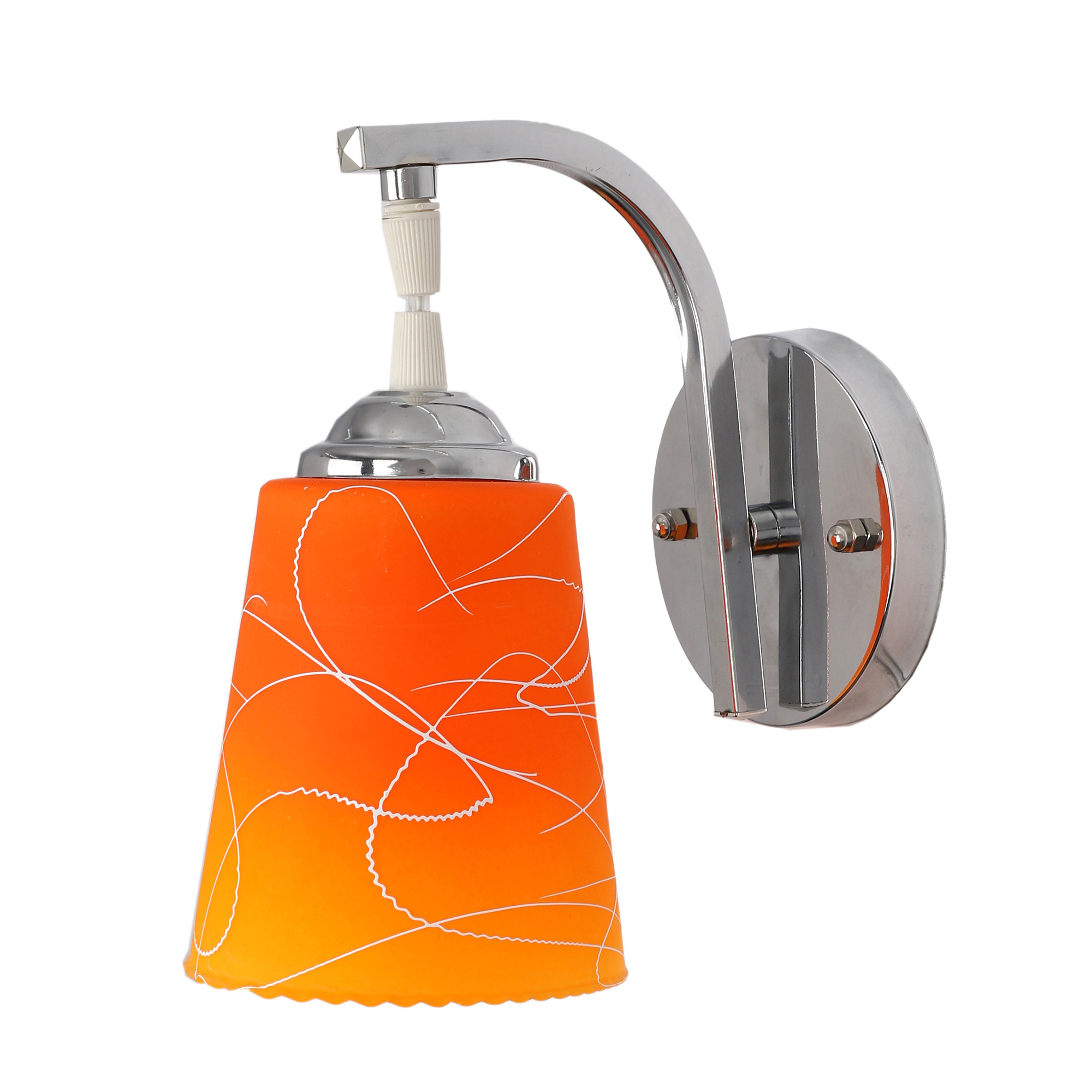 Pradhuman Decorative Chrome Plated Wall Lamp - Stainless Steel, Glass, Standard Size, Orange And Yellow Color | Energy Saving, Modern Round Design, 6 To 40 Watt Cool White Light